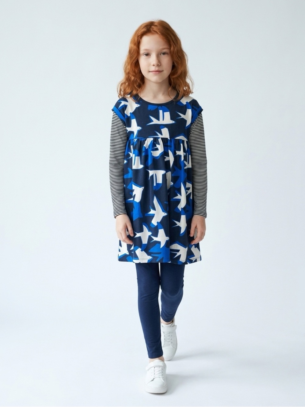 Tea collection Layered Sleeve Sea Bird Print Dress Size 7 NWOT